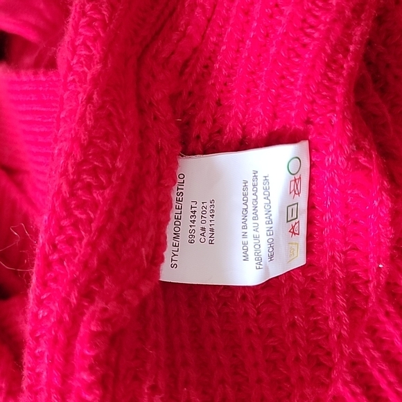 Cloth Lace Up Back V Neck Sweater Size X Small Red Ribbed Knit - Picture 6 of 7